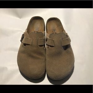 Birkenstock Boston Suede Clogs Taupe